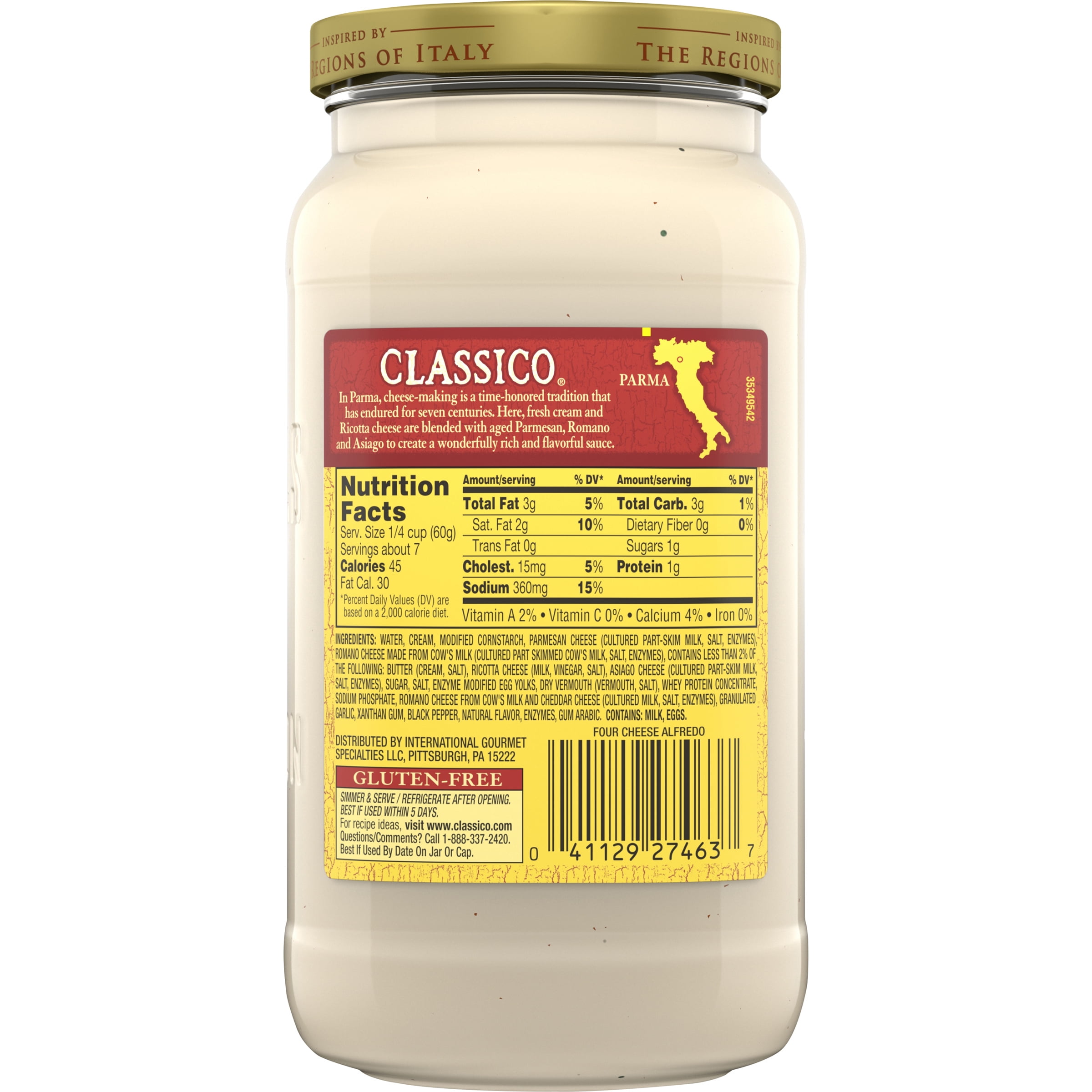 Classico Four Cheese Sauce Nutrition