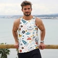 thumbnail image 6 of Uemuo Cartoon Space Pattern Men's Muscle Shirts Sleeveless Dry Fit Gym Workout Tank Top Lightweight Sports Tank Top Beach Tank Top, Loose-fit Sleeveless Shirt-4X-Large, 6 of 7