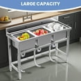 thumbnail image 2 of 3 Compartment Commercial Utility Sink, Outdoor Freestanding Kitchen Sink with Adjustable Legs, Utility Sink, Freestanding Utility Sink for Laundry, Farmhouse Use, 2 of 11