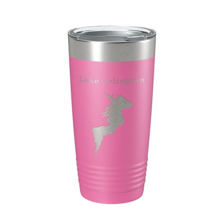 

Lake Arlington Map Tumbler Travel Mug Insulated Laser Engraved Coffee Cup Texas 20 oz Pink