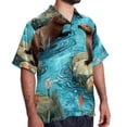 thumbnail image 2 of Platypus Men's Short Sleeve Beach Shirts Hawaiian Button Down Casual Summer Printed Unisex Top, 2 of 6