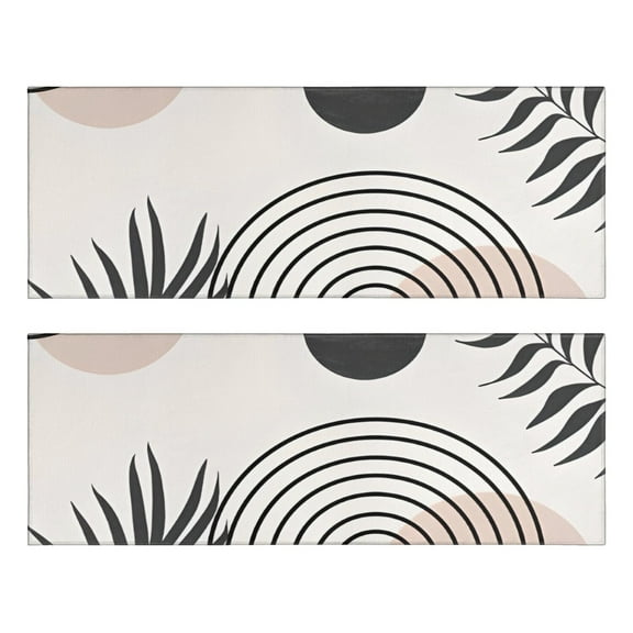 Kitchen Rugs Sets Of 2,Brown Boho Geometric and Plant Pattern Anti Fatigue Kitchen Mat Rugs Non Slip Washable,Decorative Kitchen Floor Mats for Kitchen,Sink,Laundry,17"X47"