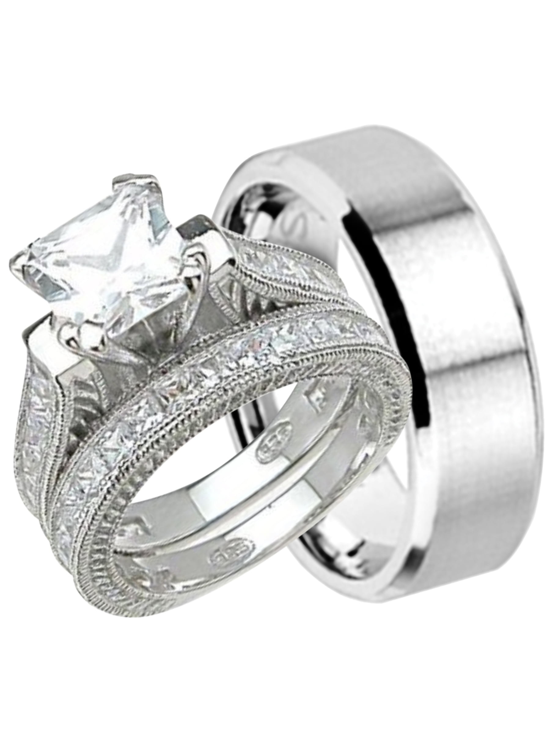 LaRaso & Co - His and Hers Wedding Ring Set Cheap Wedding Bands for Him and Her (7/8) - www.bagssaleusa.com