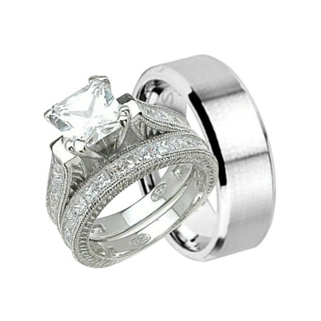 Laraso Co His And Hers Wedding Ring Set Cheap Wedding Bands For