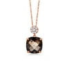Gem Stone King 6.42 Ct Cushion Checkerboard Brown Smoky Quartz 18K Rose Gold Plated Silver Pendant with Chain