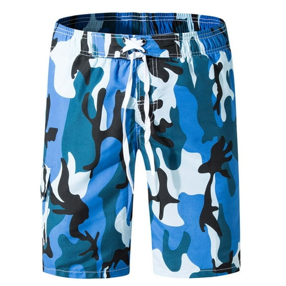 Stamzod Mens Shorts Five-Point Quick Dry Sports Surfing Short Camouflage Plus Size Seaside Vacation Beach Shorts with Drawstring