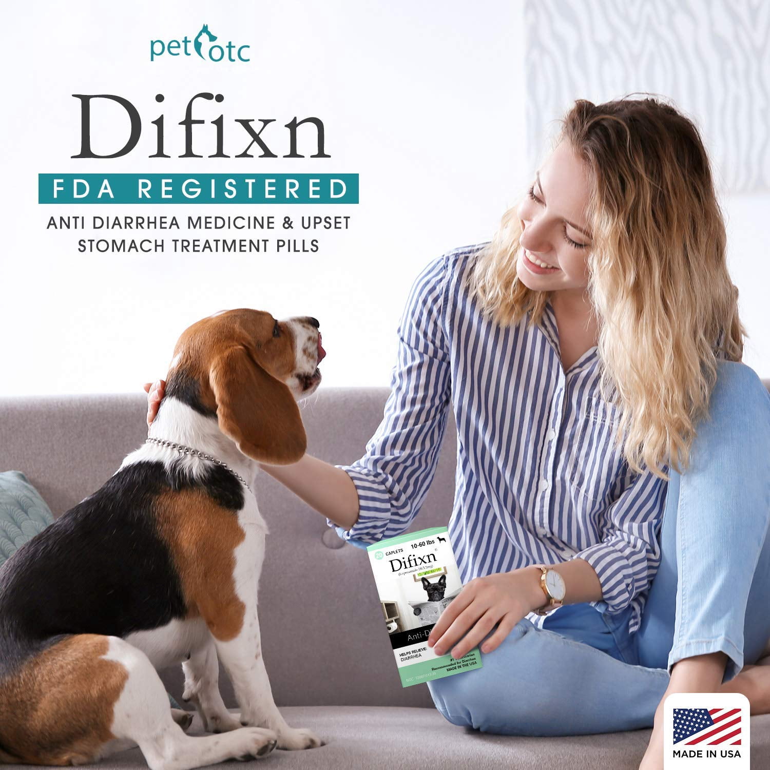 Difixn Anti-Diarrheal Treatment for Large and Extra Large Breed Dogs, Digestive Discomfort Treatment, 40 Caplets
