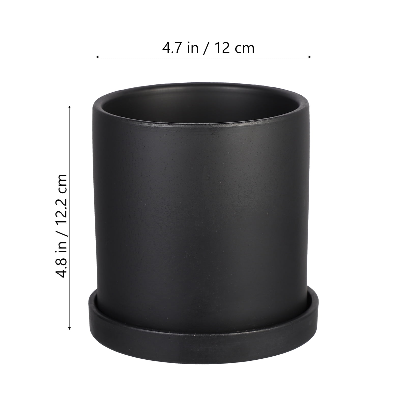 Worgeous Outdoor Drainage Simple Ceramic Flowerpot Flower Pot 12.2X12X12CM Black