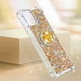 thumbnail image 6 of Glitter Clear Sparkly Bling Case for Samsung Galaxy A04E for Women Girls, Flowing Liquid Quicksand Cover with Diamond Ring Holder Case for Samsung Galaxy F04 /M04 /A04E  Gold, 6 of 14