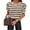 Apricot-black Striped, variant on Short Puff Sleeve Sweaters for Women Knit Tops 2026 Trendy Crewneck Striped T Shirts Casual Summer Blouses