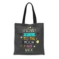 thumbnail image 1 of ASHLEIGH Canvas Bag Resuable Tote Grocery Shopping Bags Star I Love You to the Moon and Back Cute Romantic Wedding Phrase Cartoon Slogan Tote Bag, 1 of 1