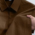 thumbnail image 6 of Men's Short Sleeve Button Down Shirt Polyester Casual Solid Dress Shirt Button Front Collared Regular Fit Moisture Wicking Breathable Daily Work Business Travel Golf Summer Style, 6 of 7
