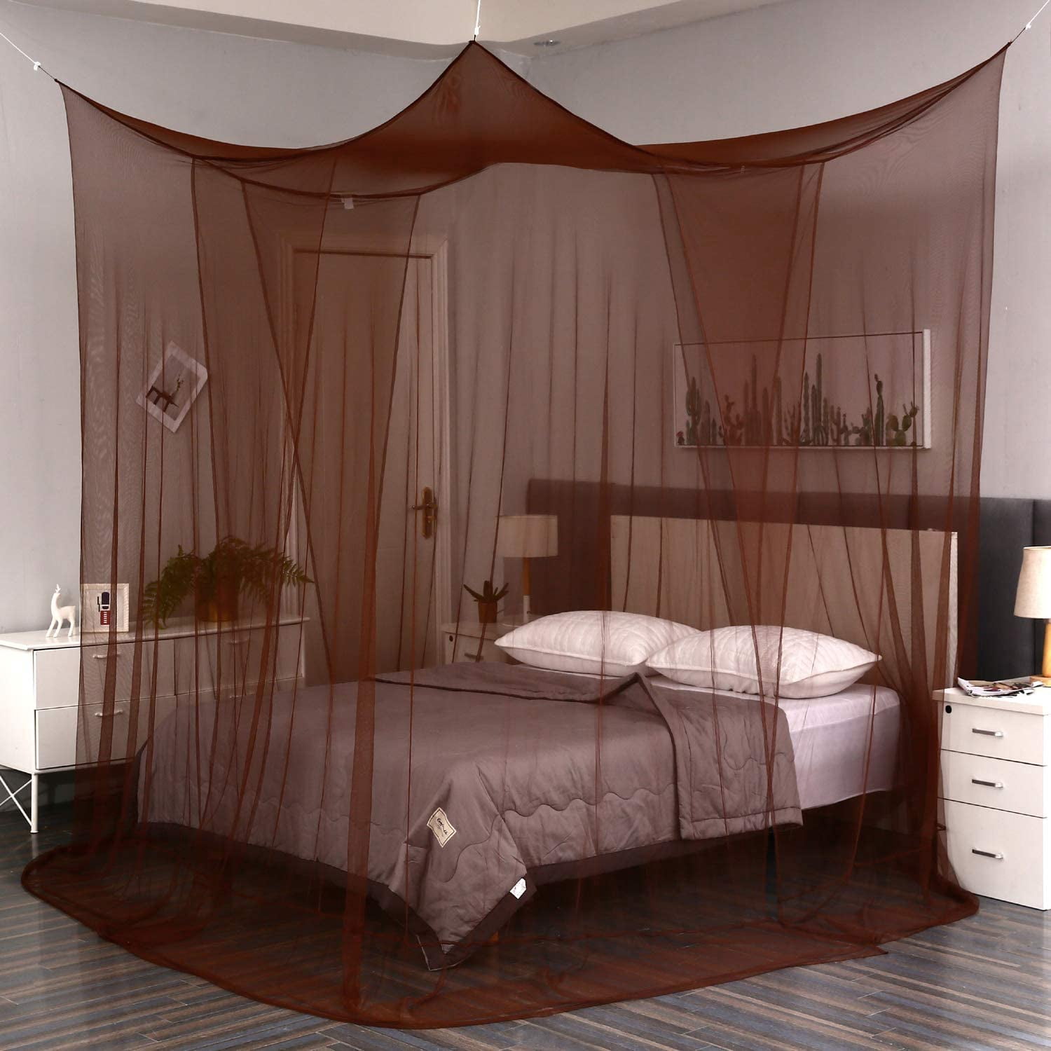 CAILDANL Bed Canopy,Canopy Bed Curtains Bed Drapes for Full Queen King Size Bed,Mosquito Net Bed Curtains for Patio Indoor Outdoor Net,Black Bed Canopy Curtains for Gothic