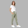 thumbnail image 5 of FAIWAD Womens Elastic Waist Drawstring Solid Color Pants Slim Straight Lightweight Trousers with Pockets (Large, Army Green), 5 of 7