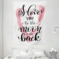 thumbnail image 1 of I Love You Tapestry, Watercolor Brushstroke Heart Figure Friend Daughter Son Sibling Love Print, Wall Hanging for Bedroom Living Room Dorm Decor, 60W X 80L Inches, Pale Pink White, by Ambesonne, 1 of 2