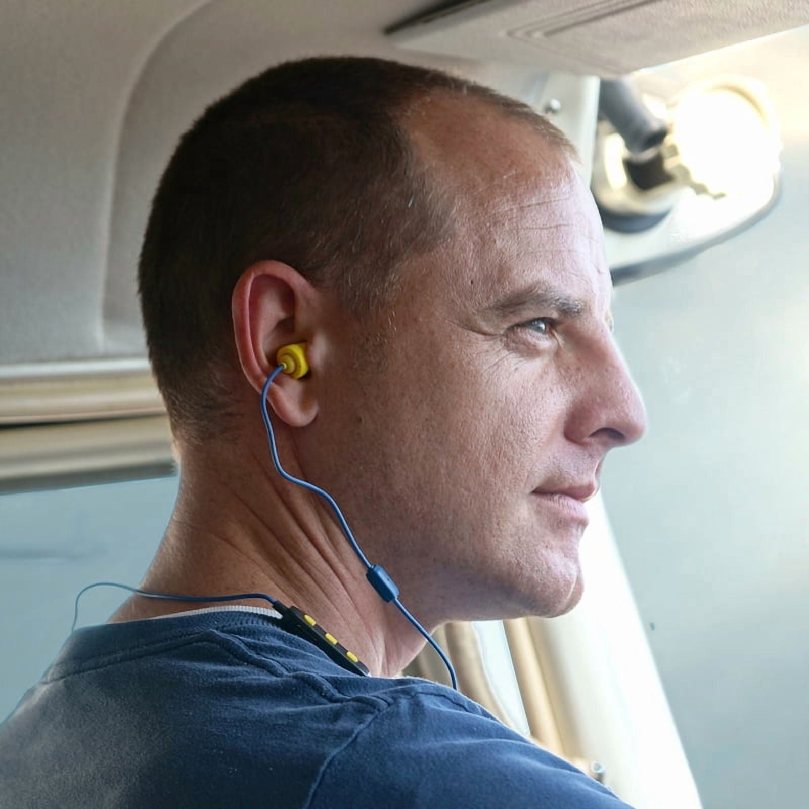 Plugfones Liberate 2.0 Wireless Bluetooth In-Ear Earplug Earbuds- Noise Reduction Headphones with Noise Isolating Mic and Controls (Blue & Yellow)