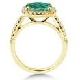 thumbnail image 3 of Gem Stone King 3.50 Ct Green Malachite White Created Sapphire 18K Yellow Gold Plated Silver Ring, 3 of 6