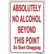 Warning Plaque Metal Tin Signs Absolutely No Alcohol Beyond This Point Metal Sign For Wall Art 8x12 Inch Office Outdoor & Indoor