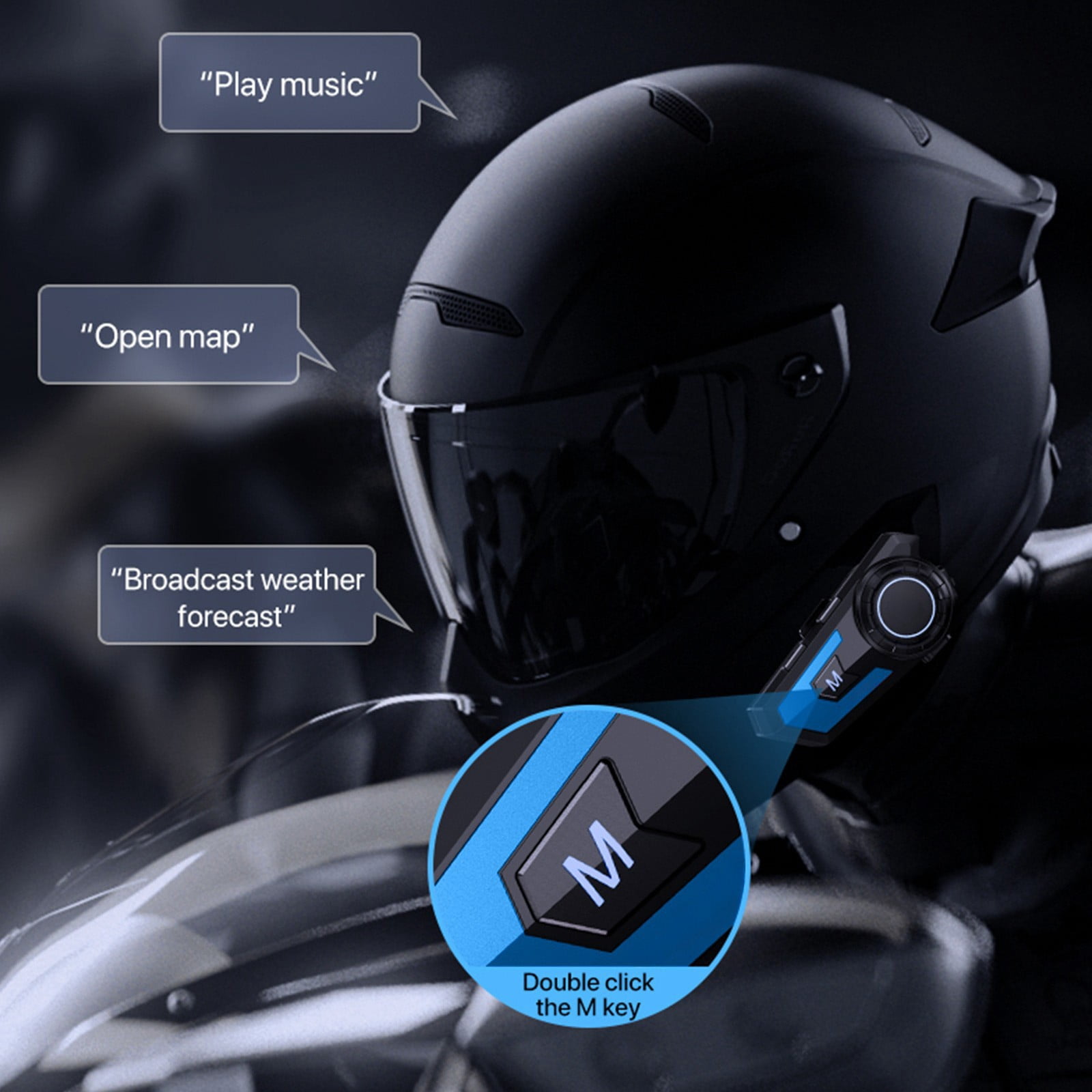 Qholemyo Motorcycle Helmet Bluetooth 5.0 Headphones Intelligent Noise Reduction Long Distance Wireless Earphones
