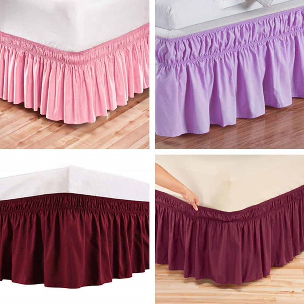 Elastic Bed Skirt for Bed Accessories Tight and Loose Decoration Peach