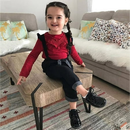 

Augper Baby Girl Clothes Long Sleeve Fall Winter Clearance Toddler Kids Baby Girls Bow Blouse Shirt Tops Plaid Belt Pants Outfits Costume Red