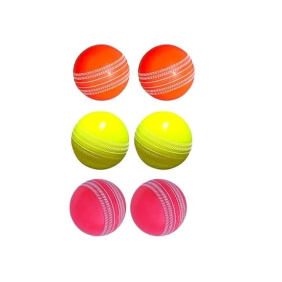 REINDEER Rubber Synthetic i10 Cricket Ball – Lightweight, Durable Training Ball for Indoor & Outdoor Practice – Standard Size (Orange/Pink/Yellow) pack of 2