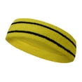 thumbnail image 3 of Couver Unisex Long Wide Terry Cloth Basketball Headband Two Stripe Design 3 Pack, Bright Yellow/2 Lines Black, 3 of 7