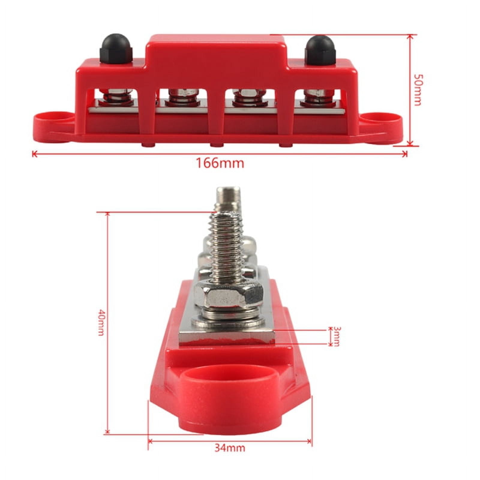 12v Bus Bar 4 Post 300A Power Distribution Block 5/16Inch Battery Terminal Block Stud with Cover and Wire Lugs