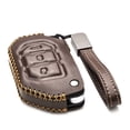 thumbnail image 2 of Vitodeco Genuine Leather Flip Key Fob Case Cover Protector Compatible for Jeep Wrangler, Gladiator (2018 - 2026 Models)  (3-Button, Black/Red), 2 of 5