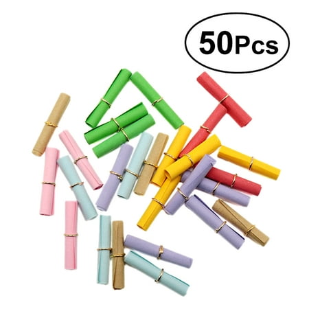 

NUOLUX 50 Pcs Creative Wishing Paper Scroll Multicolor DIY Decoration Paper Rolls Writing Paper Valentine Message in a Bottle(Random Color)