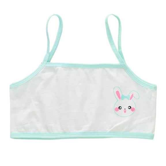 Girls Training Bras Ages 8-12 Seamless Spaghetti Straps Sport Bra Soft Comfortable Underwear Camisole Cute Cartoon Print Teen Girl's Bralettes Green 9-13 Years