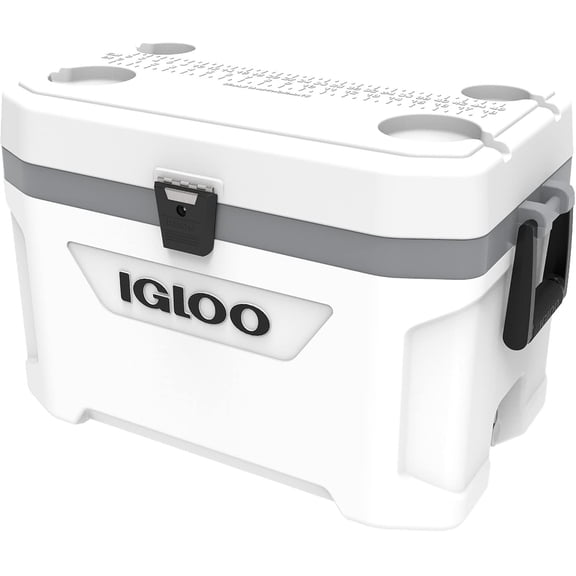 IGLOO Marine Ultra Cool Box, White/Grey, 51 Liter, 49350 — Home & Garage Storage, Stackable Design