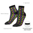 thumbnail image 6 of Rateoe Mardi Gras Shiny Green Purple Pattern Quarter Crew Socks,Toe Seamed Ankle Socks,Cotton Cushioned Breathable Athletic Crew Sports Socks, 6 of 7