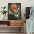 thumbnail image 5 of UXIEQU 2D Flat Sage Green Japanese Cranes Wall Art, Moon Bird Minimalist Japandi Print, 15.75x11.81 Inches Living Room Gift Decor, 5 of 8