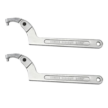 2pcs Adjustable Hook Wrench Pin Wrench C Spanner 19-51mm Round Head for Auto