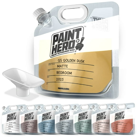 Paint Hero 8 Pack Paint Storage Bags - Airtight Refillable 1 Gallon Pouches with Funnel