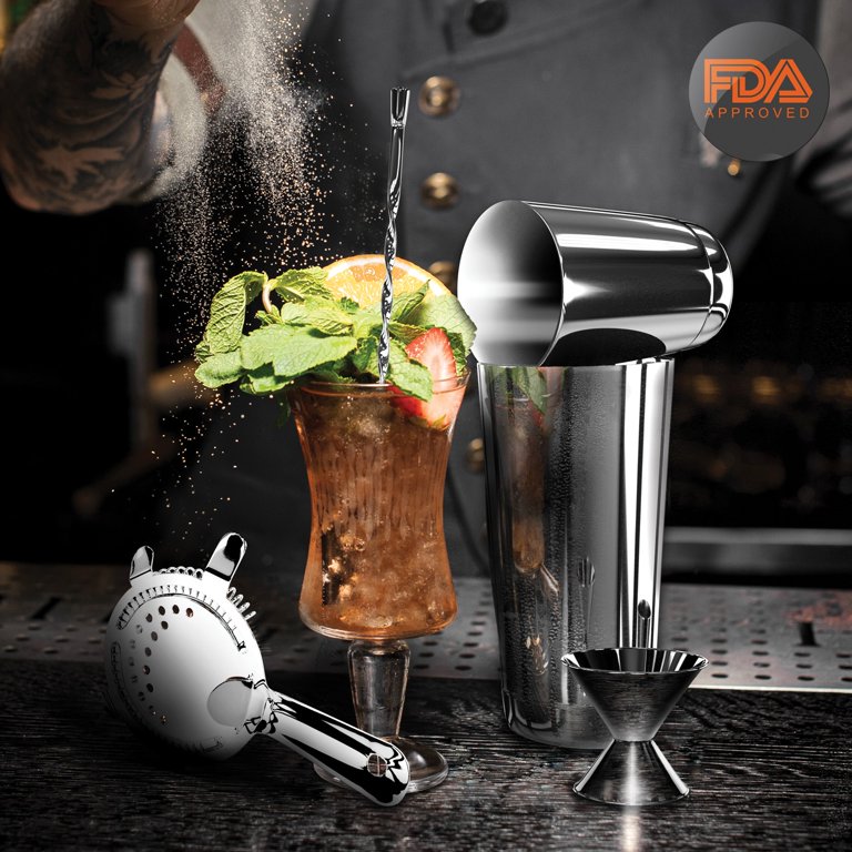 NutriChef Mixology Bartender Cocktail Shaker Set 15 & 30 oz Stainless Steel Mix  Drink Shaker Kit 