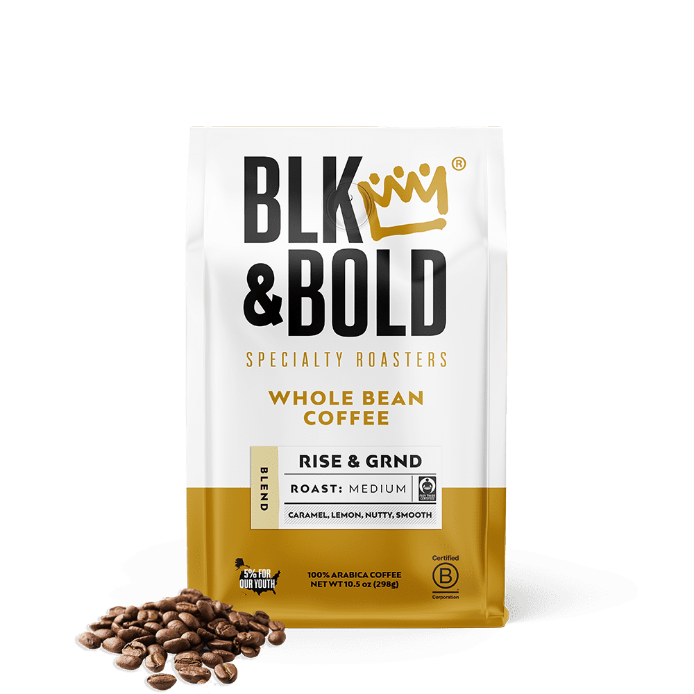 BLK & Bold Rise & GRND Blend, Medium Roast Whole Bean Coffee - 10.5 oz