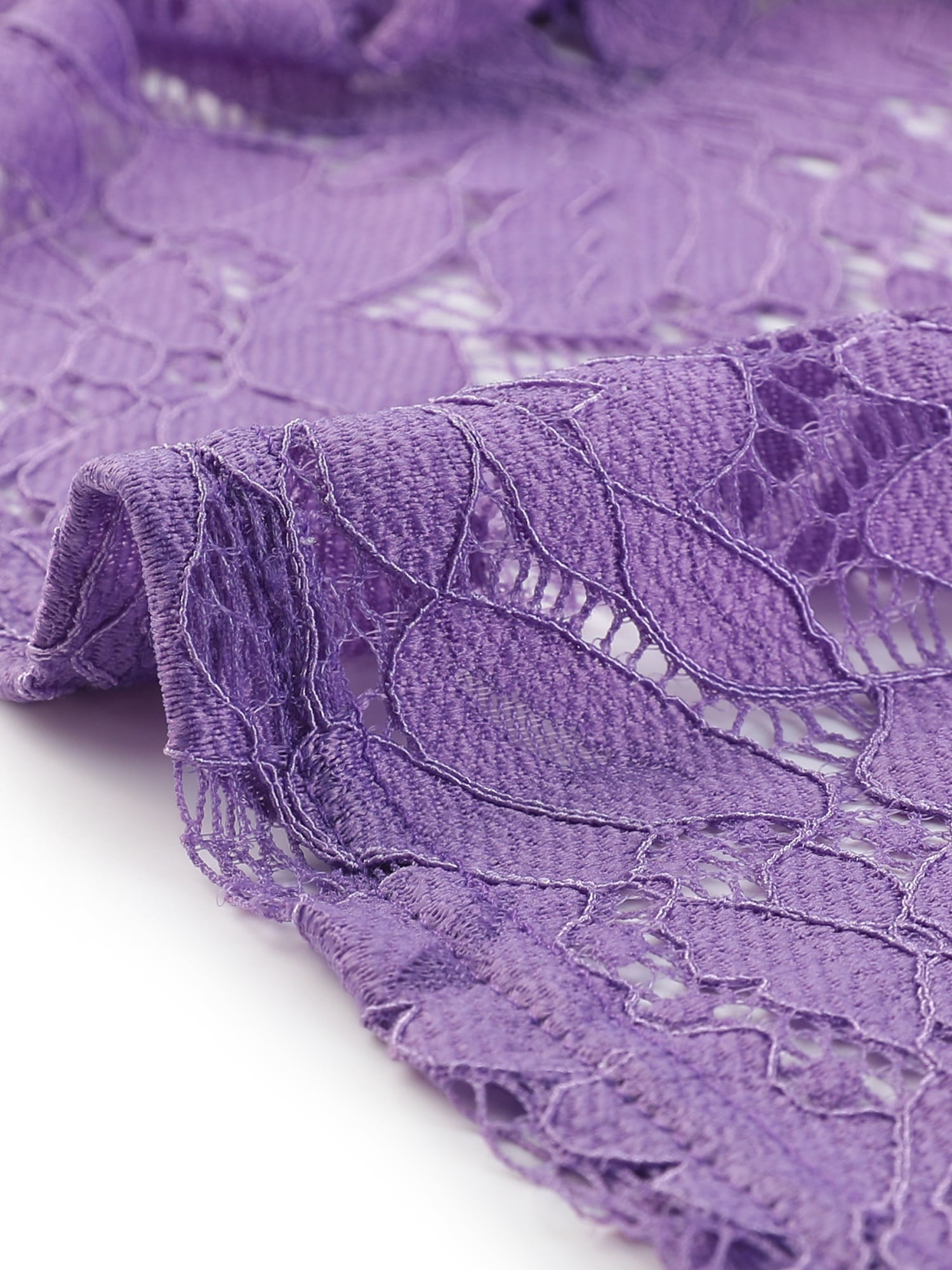 DARING DIVA Lace Cardigan Stand Collar Short Elegant Shrug S Purple