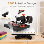 Heat Press Machine, 12 X 15 in Heat Transfer Machine, 360°Swing Away, 6 in1 Heat Press, 800W Sublimation Machine, Digital Industrial-Quality Shirt Pressing Machine for Hat, Cap, Mug, Plate