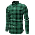 thumbnail image 1 of Camisas casuales de manga larga para hombre, de ajuste regular, con botones, a cuadros, a cuadros. Verde L Unique Bargains Camisa, 1 of 6