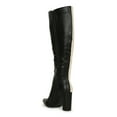 thumbnail image 3 of Bamboo Pointed Toe Split Color Chunky Heel Knee High Boot 20384, 3 of 6