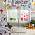 thumbnail image 6 of Laundry Room Valances for Windows, Decorative Rod Pocket Window Valance Curtains, Blue Cartoon Washing Machine Clothes Short Curtain Drapes for Kitchen/Bathroom/Living Room, 2 Panels, 60" W x 18" L, 6 of 8