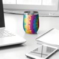 thumbnail image 3 of 12oz Stemless Wine Tumblers Colorful Tie Dye Star Pattern Vacuum Insulated Stainless Steel Travel Tumbler Cups Mug with Lid and Straw for Champaign,Cocktail,Beer with Cleaning Brush, 3 of 5
