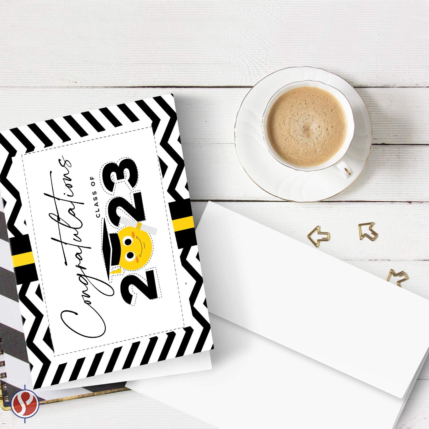 Graduation Congratulations Class of 2023 Cards – Cute & Funny Emoji Grads High School Collage Graduates Celebratory Greeting | (A2 Size) 4.25 x 5.5” Card When Folded | 25 Cards & Envelopes per Pack