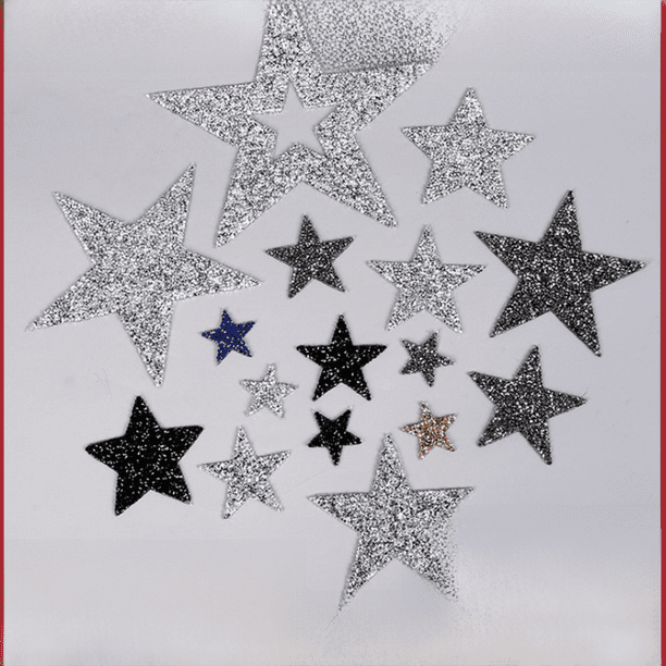 Pegatinas de tela con patrón de estrella de cinco puntas para perforaciones en caliente y dibujo en caliente, para zapatos, sombreros, equipaje, accesorios de ropa, parche de malla adhesiva