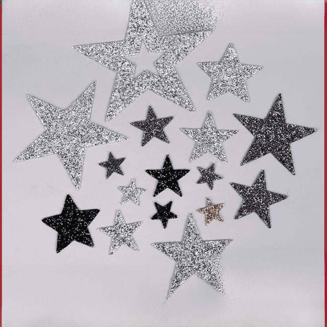 Pegatinas de tela con patrón de estrella de cinco puntas para perforaciones en caliente y dibujo en caliente, para zapatos, sombreros, equipaje, accesorios de ropa, parche de malla adhesiva