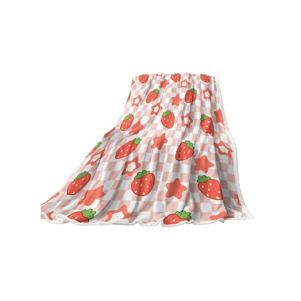 Manta para sofá, manta para sofá, lindas ideas de regalos de fresa para mujeres y niñas, manta suave para sofá, sofá cama, regalos para viajes y camping, manta de franela