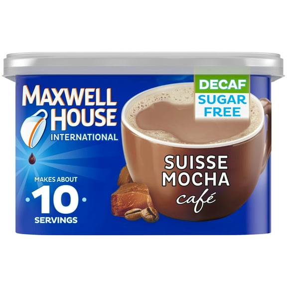 Maxwell House International Suisse Mocha Café-Style Decaf Sugar Free Instant Coffee Beverage Mix, 4 oz. Canister