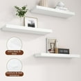 thumbnail image 6 of 24 Inch Floating Shelves Set of 2, Modern White Solid Wood Wall Shelves for Bedroom, Bathroom, Living Room, Kitchen Decoration Storage, 6 of 15